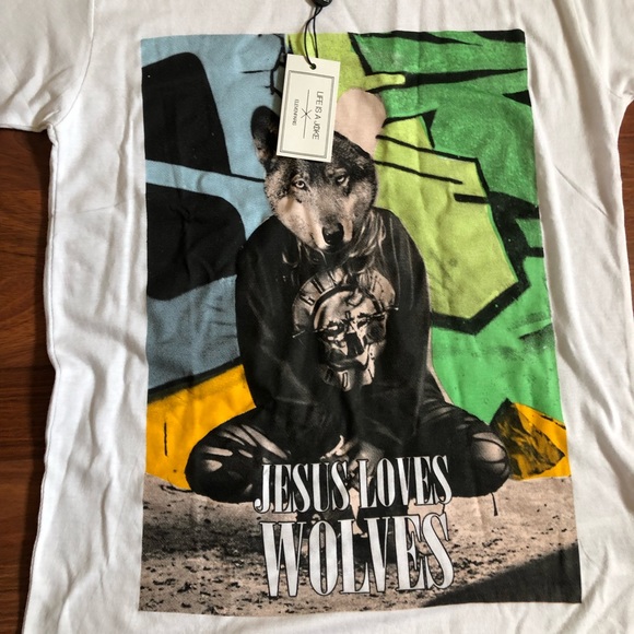 Eleven Paris Jesus Loves Wolves Men’s Graphic Tee T-Shirt M - Picture 3 of 9